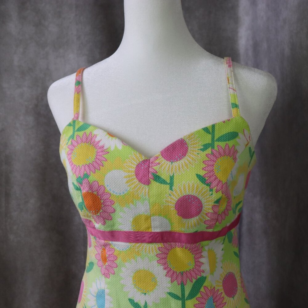 VTG Lilly Pulitzer Dress Womens 2 Multicolor Floral Spaghetti Straps Preppy - Picture 2 of 12